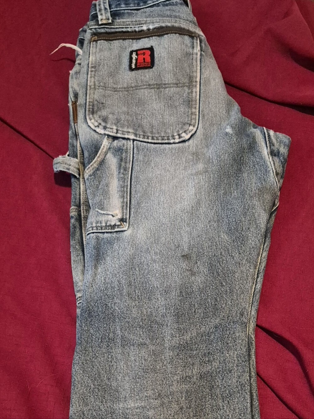 Wrangler Riggs Distressed/thrashed Light Blue Ripped Relaxed Jeans - Picture 4 of 5